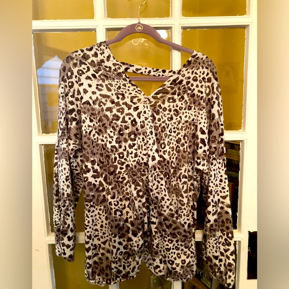 Leopard Print Wrap Blouse